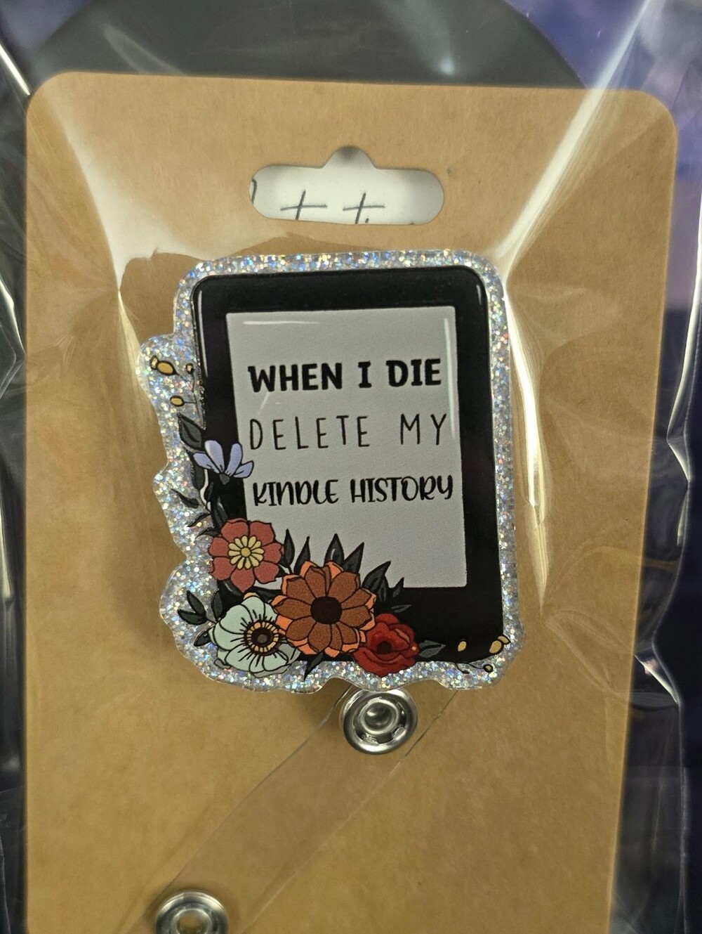 Sparkling Kindle-Themed Novelty Badge Reel - Retractable ID Holder